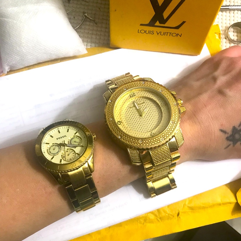 Mens Luxury Dial Iced Out Gold Watch